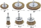 6pk Wire Brush Drill Attachment Set For Cleaning Rust  Fits Impact  Brass Coated