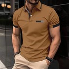 Men s Casual Polo Shirt Chest Faux Pocket Lapel Button Business T-shirt