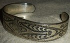 Vintage Navajo Sterling Silver Bracelet Great Stampwork Vafo