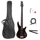 Glarry Gib Electric Bass Guitar Full Size 5 String W  Case   Accessories - Brown
