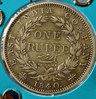  s2 old  East India Company 1840 Victoria Silver Rupee Indian Head Wow Grade