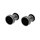 Men s Unisex Punk Retro Round Black Screw Back Ear Stud Earrings Stainless Steel