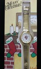 Vintage 1994 Folio Merry Christmas Gold Tone Greeting Card Watch Santa New  569