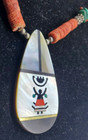 Vintage Native American Crown Dancer Inlay Pendant Coral Turquoise Necklace