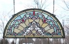 23 5  X 12 25 half Round Tiffany Style Stained Glass Window Panel  Hf46