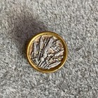 Antique Victorian Steel Brass Picture Button Wheat Flowers Butterfly 16mm