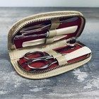Vintage Mid Century Leather Manicure Set