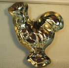 B   M Douro  copper tin Lined Chicken rooster Mold  Brass Hanger Korea Vintage