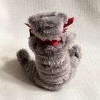 Jointed Teddy Bear Handmade Costume Vintage Miniature Grey W  Christmas Wreath