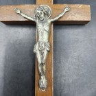 Vintage Christian Crucifix Wall Cross Wood Metal Jesus Catholic Decor 7in Religi
