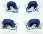 Set Of Four 4  Heavy Duty Swivel Casters W 4  Blue Rubber Wheels   Locking Brake