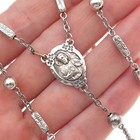 925 Sterling Antique Art Deco Jesus Sacred Heart Religious Rosary Chain 32 