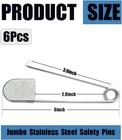 6 Pack Large Safety Pins  5 Inches Heavy Duty Stainless Steel Oversize Safety