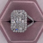 4ct Radiant Cut Real Moissanite Halo Shank Engagement Ring 14k Solid White Gold