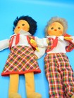 Vintage German Steiff Soft Floppy Cloth Dolls  michael   Tanja  Buttons   Tags