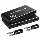 Usb C Kvm Switch 100w Pd Dual Port Typec Kvm Switcher For 2 Laptop 1 Monitor