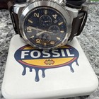 Fossil Chronograph Blue Dial Quartz Brown Leather Strap Men s Watch Original Box