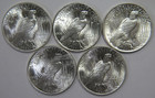 1921-1935 90  Silver Peace Dollars Lot Of 5 Uncirculated Mixed Dates Collectible
