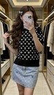 2026 Womens Short Sleeve Knit Top Round Neck Sweater High Quality New