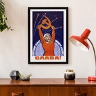 Vintage Soviet Space Poster Of A Cosmonaut Raising A Hammer And Sickle Poster   