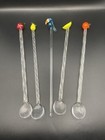 Vtg 8  Blown Glass Cocktail Stirrers Iced Tea Spoons Fruit Bird Figural Lot 5