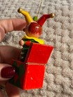 Vintage Jack In The Box Jester Wood Christmas Ornament 3 1 2 