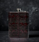 Stainless Steel 8oz Hip Flask Genuine Leathe Brown Leather Covering New