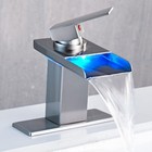 Bathroom Sink Faucet Led Waterfall Vessel Single Handle Mixer Tap Brushed Nickel