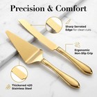 Gold Cake Knife And Server Set Cake Server   Knife Set Of 2 With Serrated Blade