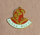 Vintage Aloha Week Hawaii Hawaiian Festivals Travel Souvenir Lapel Pin Red Gold