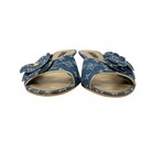 Louis Vuitton Vintage Lv Monogram Denim Flower Heels Sandals  37 Blue Gold
