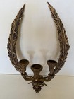 Vintage Pair Of Rococo French Style Gold 3 Arm Candelabra Wall Sconces  20  Tall