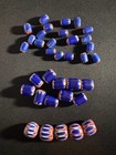 35 Vintage Indian Glass Trade Beads -  e1527  Fancy Chevron 10  Mm Lot