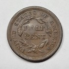 1857 Braided Hair Half Cent Better Grade Au With Merchant Countermark Nice  x66