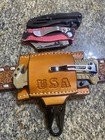 Personalized Leather Belt Loop Sheath For Clip  Folding Knife Horizontal Edc