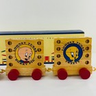 Vintage 1992 Looney Tunes Wooden Puzzle Train Pull Toy Bugs Bunny Tweety Boxed
