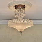 132b Antique Vintage 1930s 40s Ceiling Light Glass Shade Lamp Fixture Chandelier