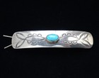 Vintage Navajo Tea Sterling Silver   Turquoise Hair Pin Barrette Clip Stamped 3 