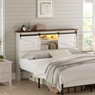Queen Headboard Only For Bedroom Wooden Bookcase Headboard W  Charging Station 