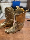 Vintage Pair Brass Cowboy Boots 4 Inches   19 