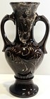 Vintage Brown Lava Drip Glaze Art Pottery Vase Double Handle Mid Century 11 