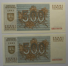 1993 Lithuania 500 Five Hundred Talonu Uncirculated Banknotes Kd219878 Lh355563