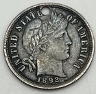 1892 Love Token Castle Bridge Ocean Sailboat Birds On Xf Barber Dime 10c Silver