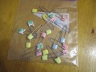 Vintage Lot  17 Bakelite Plastic Diaper Safety Pins 4-turtle gerber pink yellow
