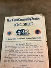 Wwi World War I Camp Community Service Song Sheet flyer 40 Various Songs