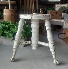 Antique Chippy White Piano Stool Base With Glass Ball Claw Feet Shabby Chic Nice