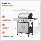 4-burner Propane Gas Grill Side Burner 49000 Btu Stainless Steel Outdoor 47 63in