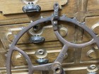 Vintage Industrial Steampunk Cast Iron 18  Gear Table Base  Top Project Old Farm