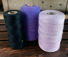 3 Vtg Lg Spools Of String  Black Pink Purple Farmhouse Decor