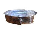 Vintage Alpaca Mexico Silver Tone Abalone Shell Hinged Trinket Pill Box